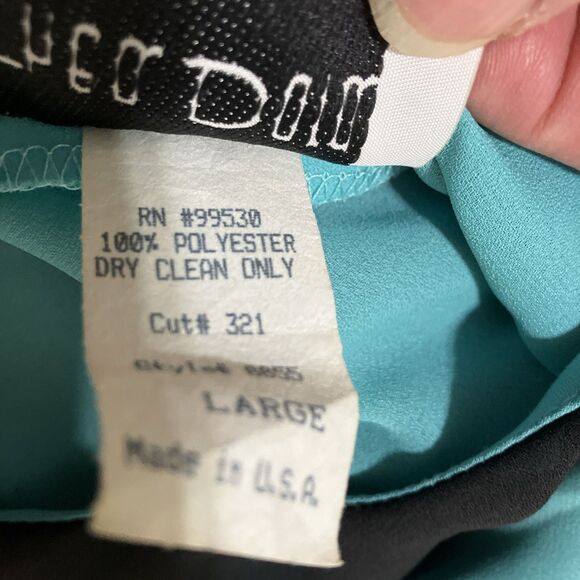 Thea Dora Black Teal Formal Cocktail Evening Prom HoCo Maxi Wrap Dress Sz L Y2K - Picture 9 of 12